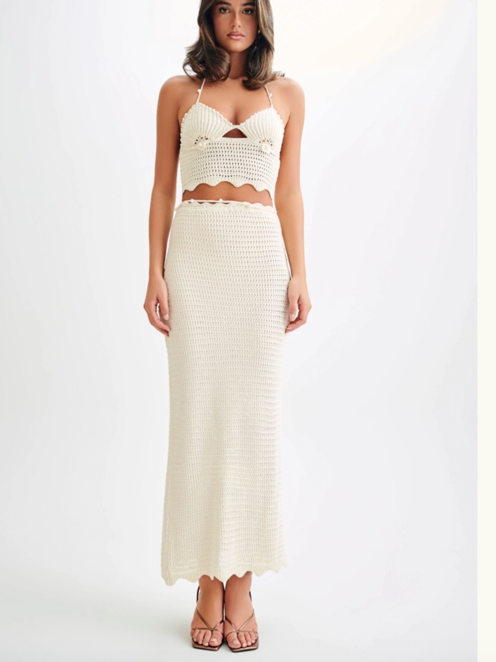 Meshki Cream Crochet Set Size XS (top and bottom)